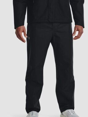 Under Armour Men 3XL Loose Fit Stormproof Lined Rain Pants Waterproof Black NWT